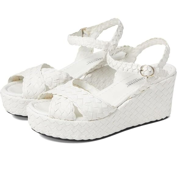 La Canadienne Prevost Platform SANDALS Size EU 40 9.5 Woven White Leather NEW - Picture 1 of 16